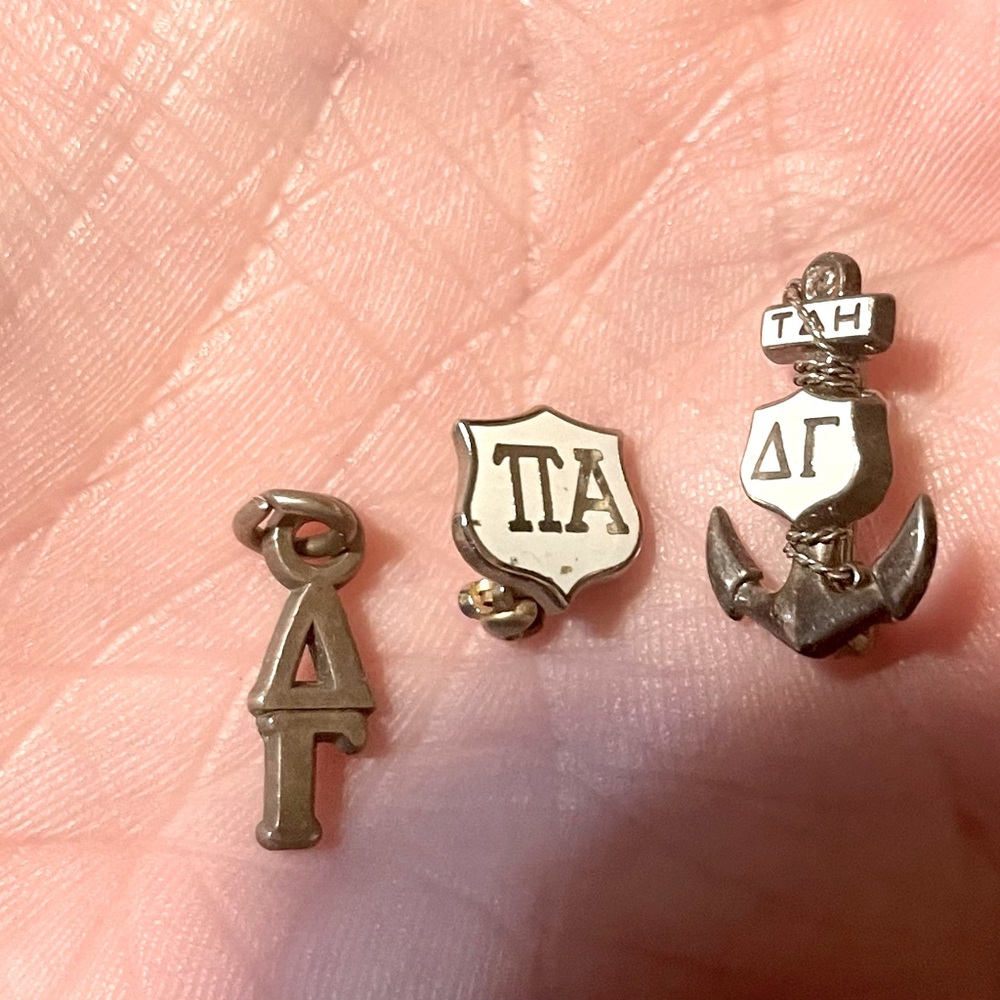 Delta gamma Pin, eta delta chapter pin, and DG Lavaliere